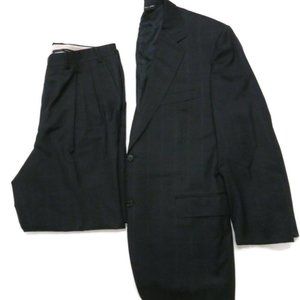 Canali Black Check Windowpane Wool Suit 52 US 42 Pants 35 x 28 2 Button Italy